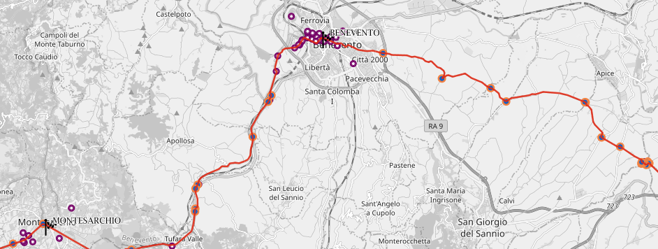 percorso da montesarchio a ponte rotto